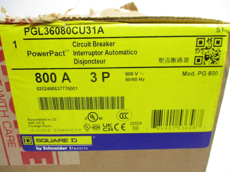 SQUARE D PGL36080CU31A 600V 800A NSMP