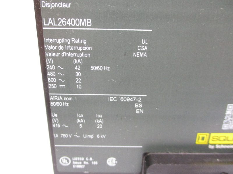 SQUARE D LAL26400MB 600V 400A NSMP