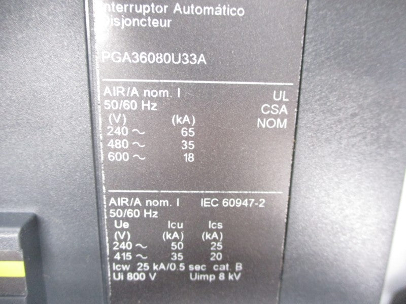 SQUARE D PGA36080U33A 600V 800A NSMP