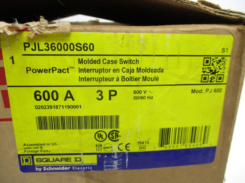 SQUARE D PJL36000S60 600V 600A NSMP