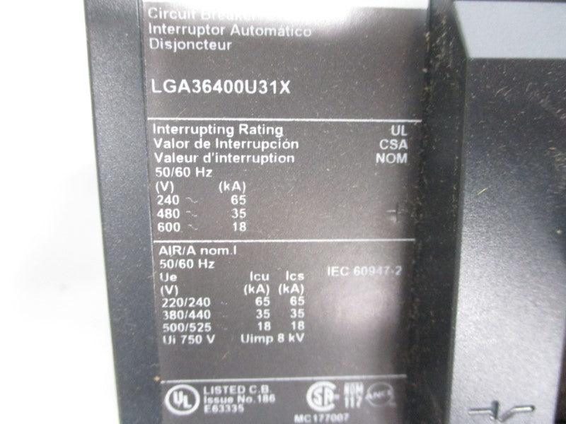SQUARE D LGA36400U31X 600V 400A NSMP