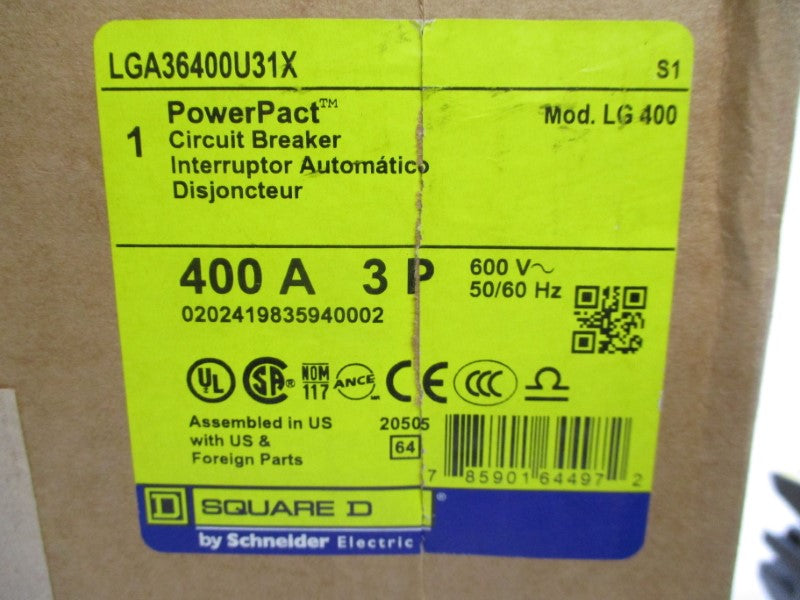 SQUARE D LGA36400U31X 600V 400A NSMP