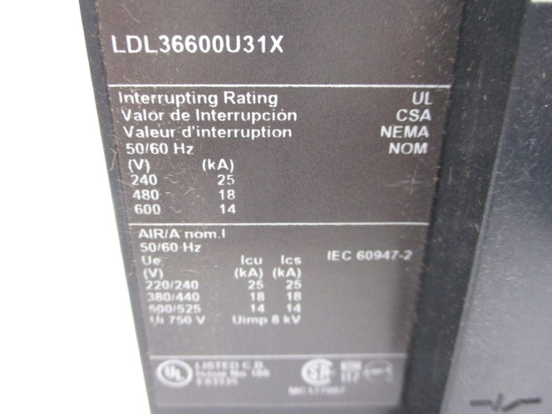 SQUARE D LDL36600U31X 600V 600A NSMP