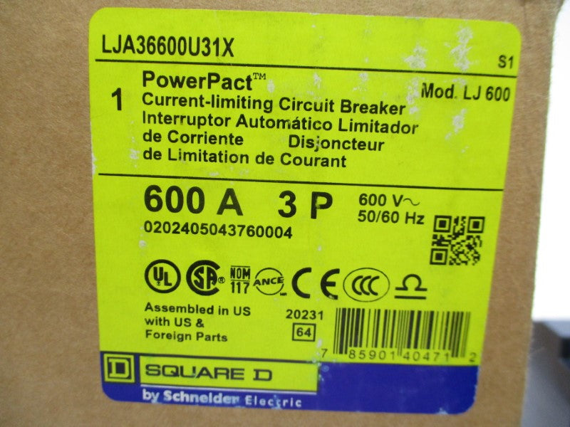 SQUARE D LJA36600U31X 600V 600A NSMP