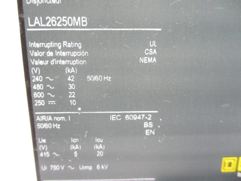 SQUARE D LAL26250MB 600V 250A NSMP