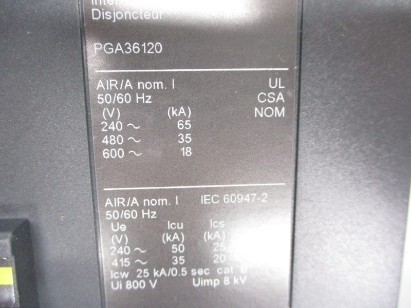 SQUARE D PGA36120 600V 1200A NSMP