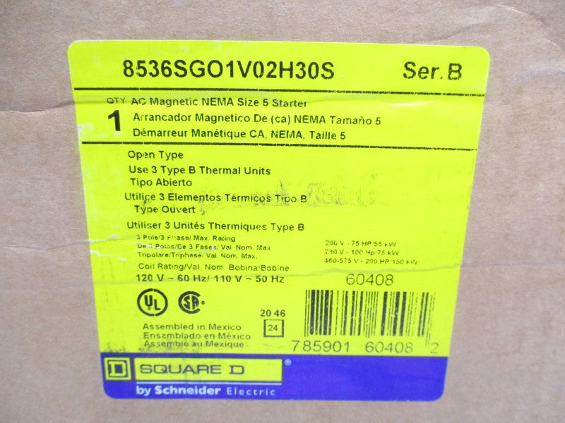 SQUARE D 8536SGO1V02H30S SER. B 110-120V NSFS