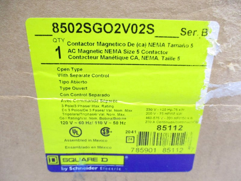 SQUARE D 8502SGO2V02S SER. B 110-120V NSFS