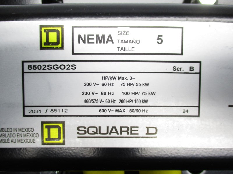 SQUARE D 8502SGO2V02S SER. B 110-120V NSNP