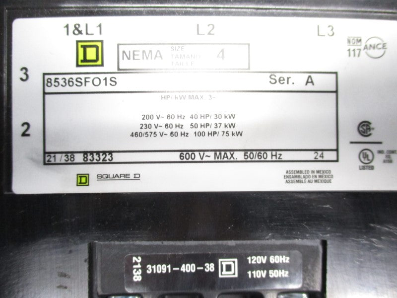SQUARE D 8536SFO1V02S SER. A 110/120V NSMP
