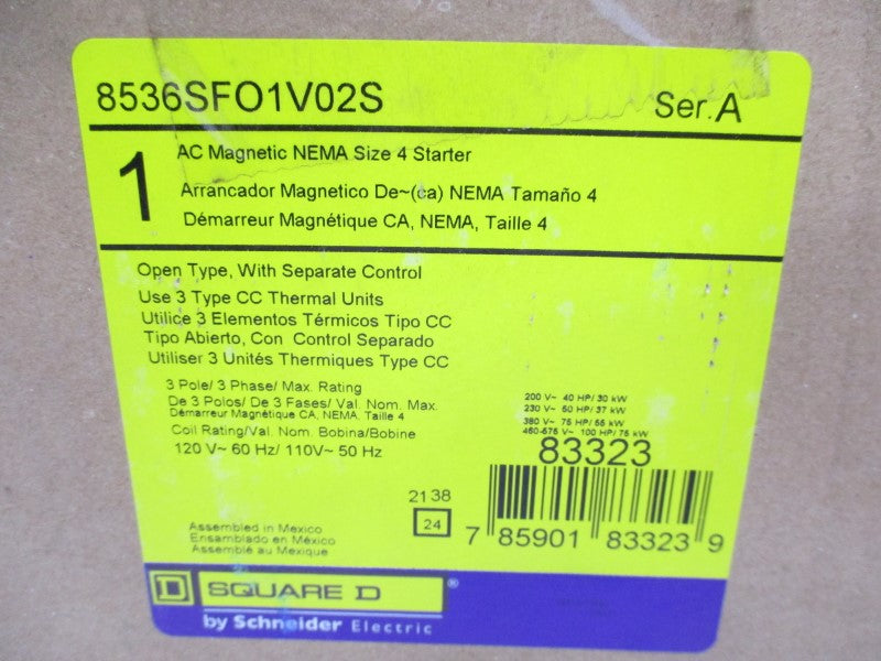 SQUARE D 8536SFO1V02S SER. A 110/120V NSMP