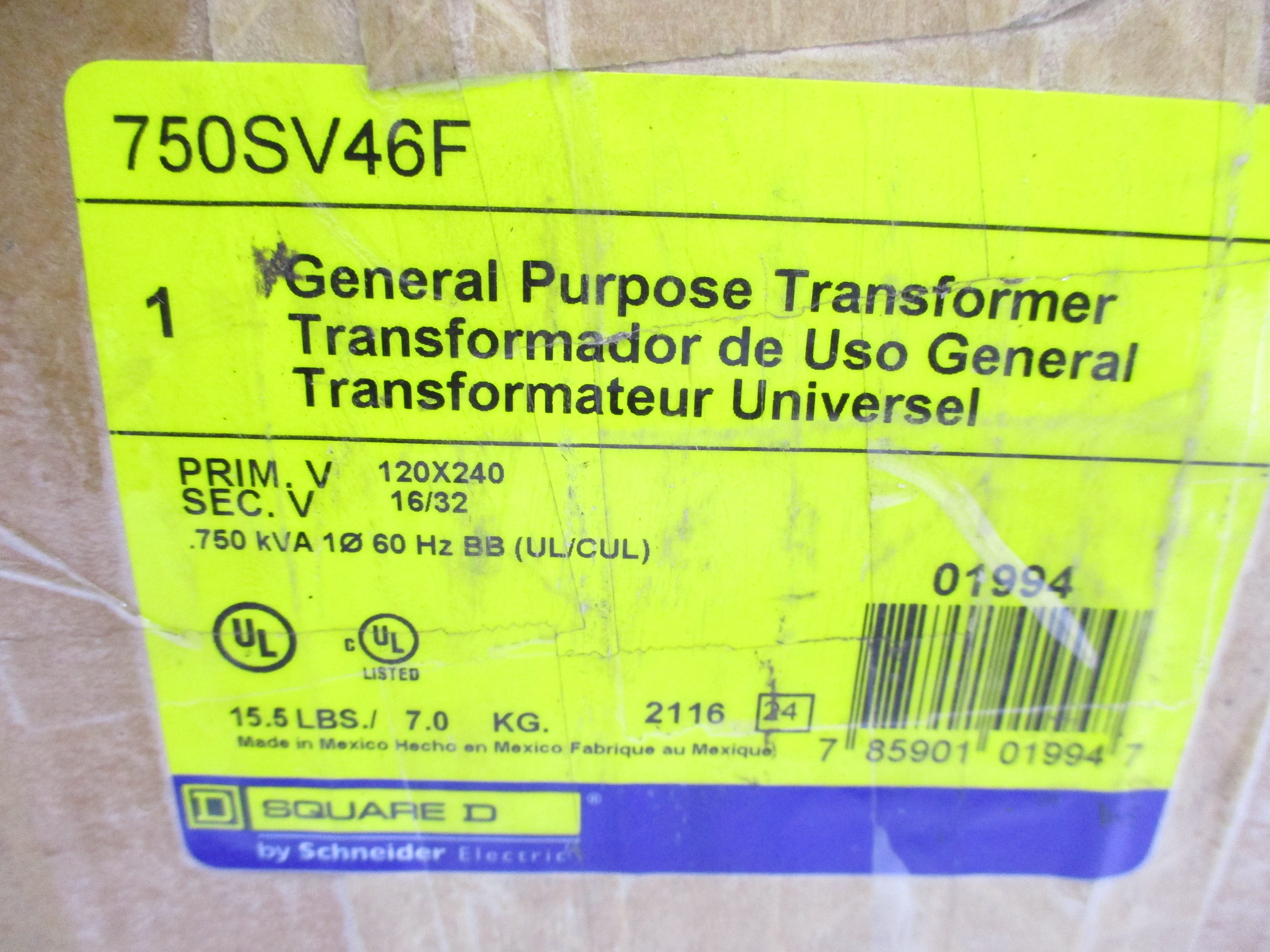 SQUARE D 750SV46F 120/240V NSMP