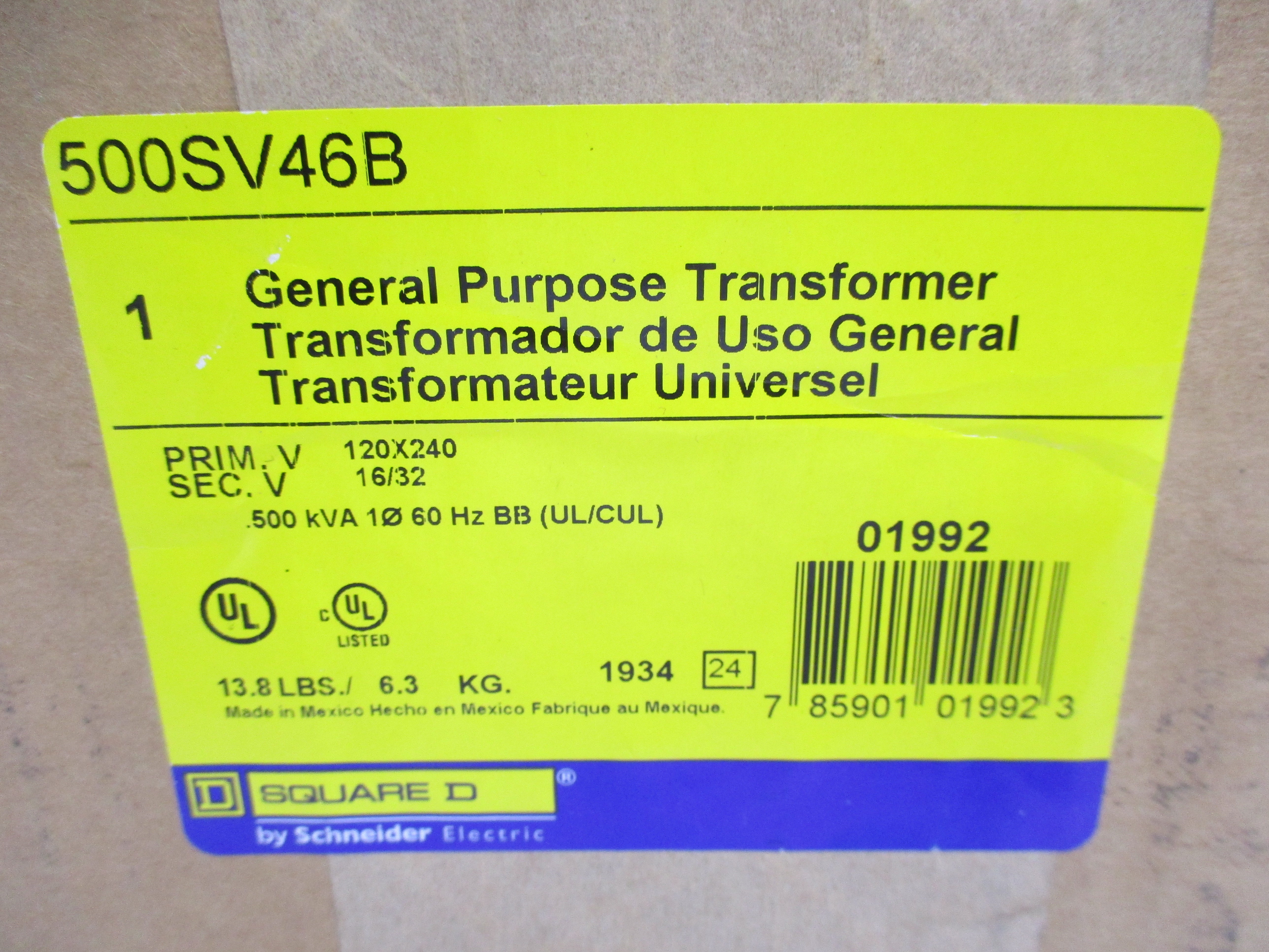 SQUARE D 500SV46B 120/240V NSMP