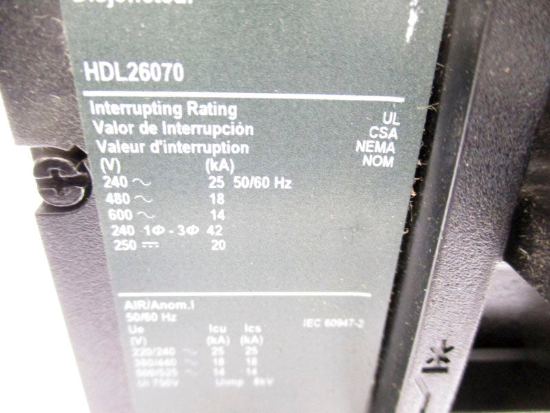 SQUARE D HDL26070 600V 70A NSNP