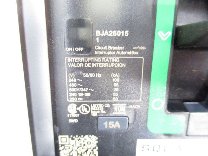SQUARE D BJA260151 480V 15A (GREEN) NSNP