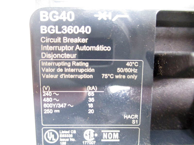 SQUARE D BGL36040 480V 40A NSNP