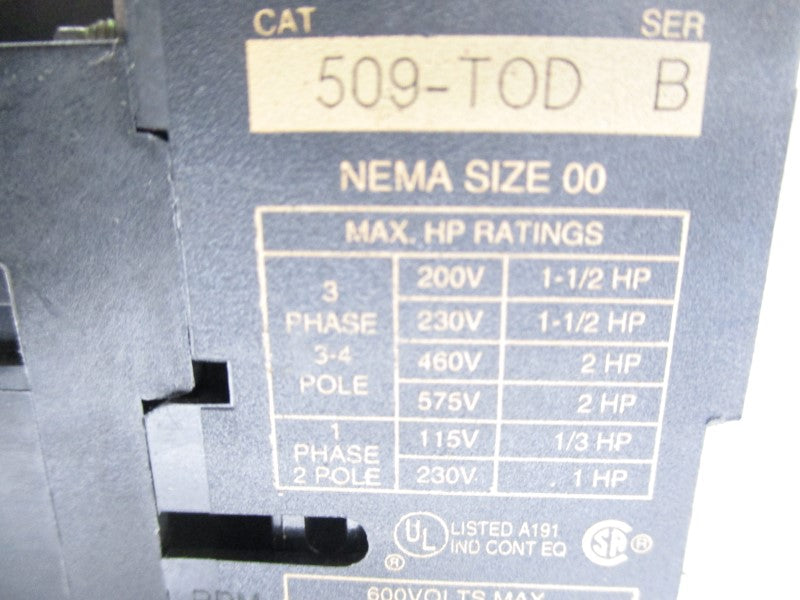 ALLEN BRADLEY 509-TOD-7 SER. B 110-120V NSNP