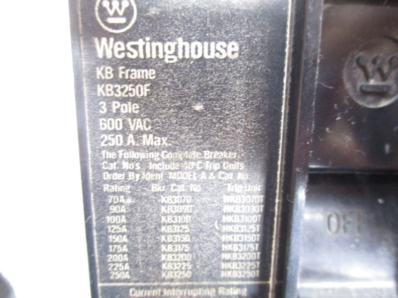 WESTINGHOUSE KB3200 600VAC 250A UNMP