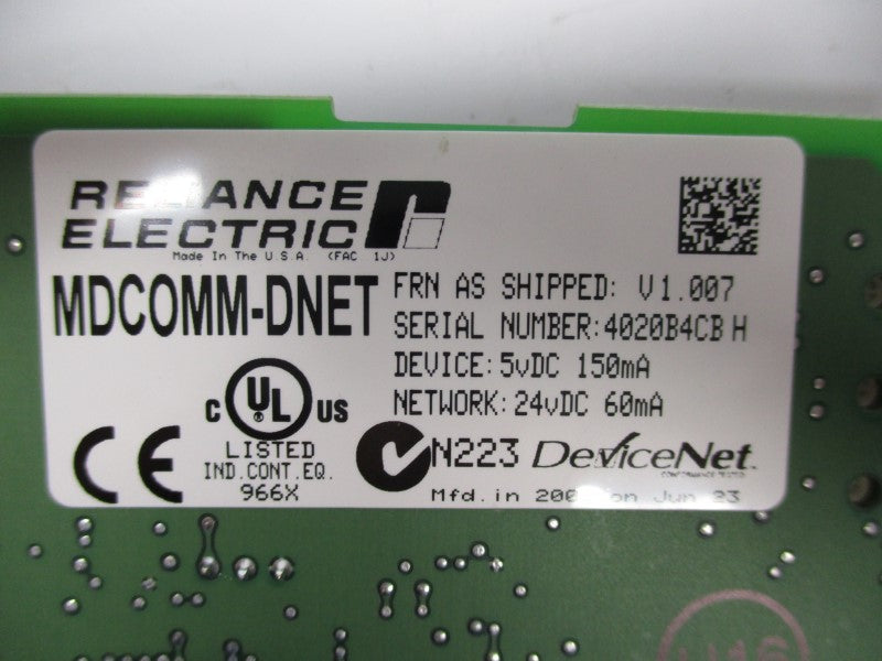 RELIANCE ELECTRIC MDCOMM-DNET F/W 1.007 24VDC NSMP