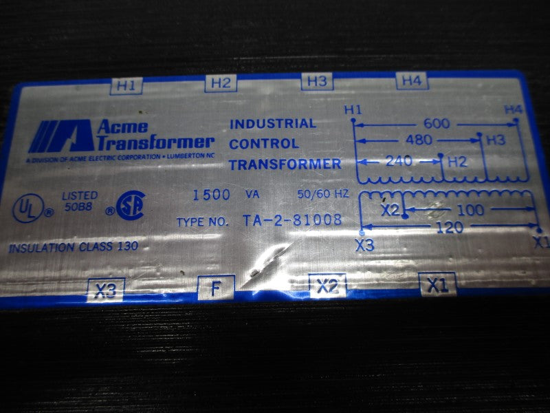 ACME TRANSFORMER TA-2-81008 600V NSMP