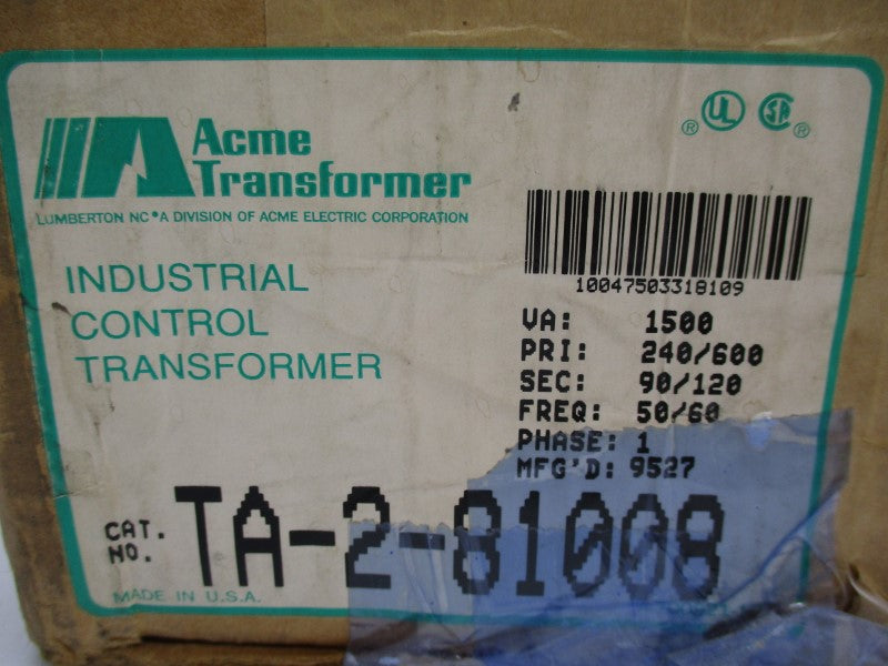 ACME TRANSFORMER TA-2-81008 600V NSMP