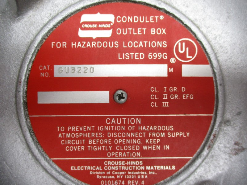 CROUSE HINDS GUB220 NSNP