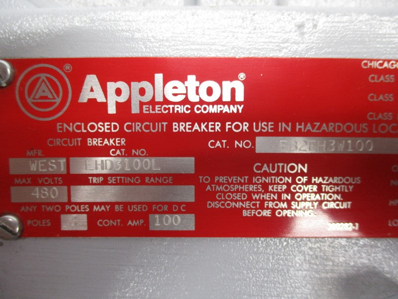 APPLETON EB2EH3W100 480V 100A NSNP