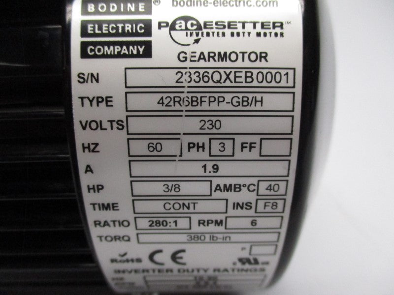 BODINE ELECTRIC 42R6BFPP-GB/H 230V 1.9A NSNP