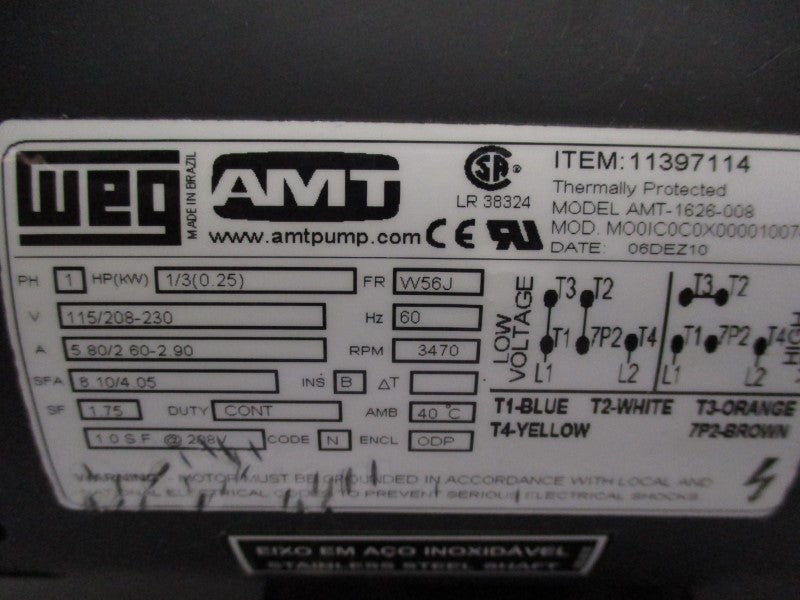 AMT 3680-975-97 AMT-1626-008 115/208-230V 5.8/2.6-2.9A UNMP
