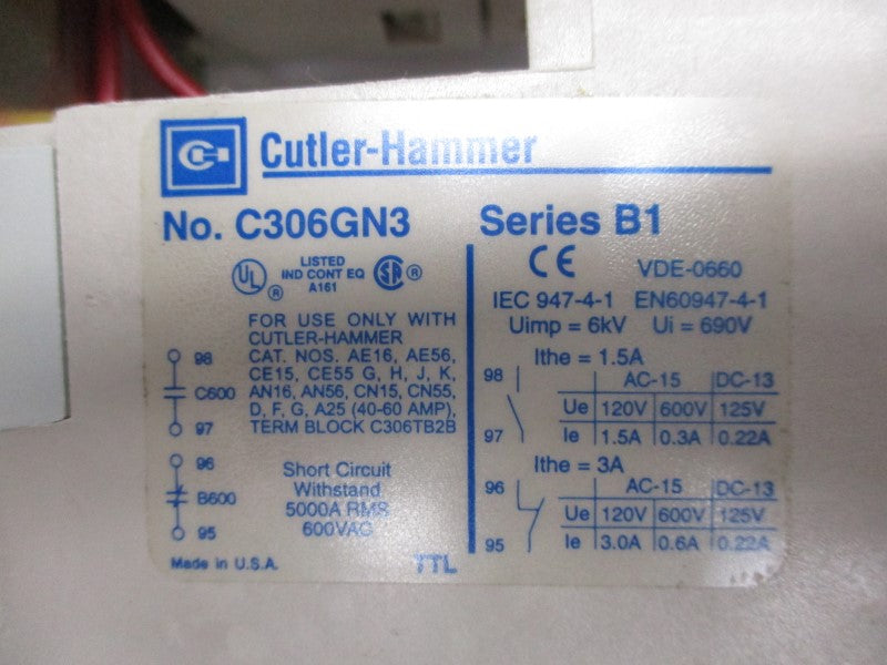 CUTLER HAMMER AN16GN0AB SER. B1 110-120V 45A NSMP