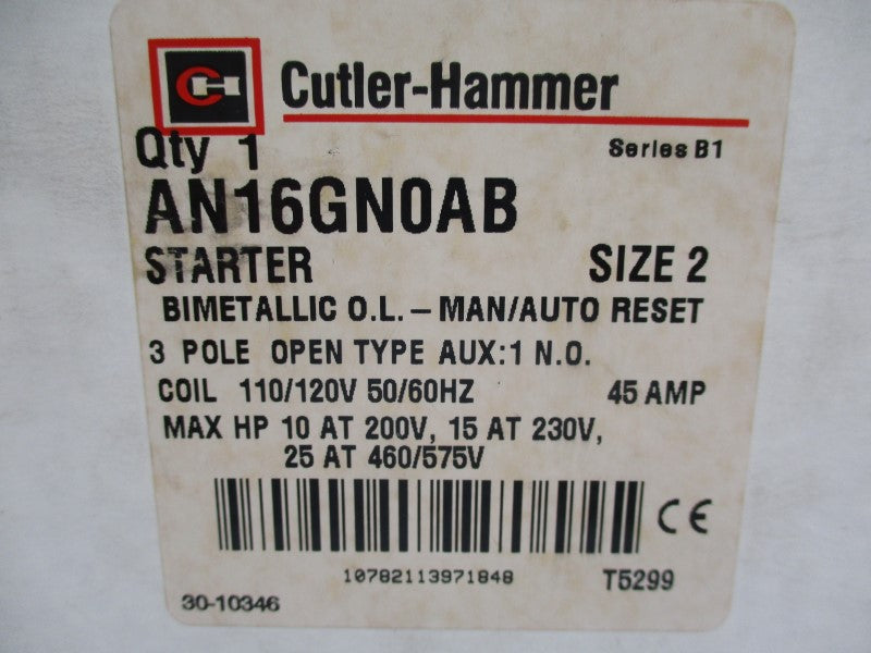 CUTLER HAMMER AN16GN0AB SER. B1 110-120V 45A NSMP