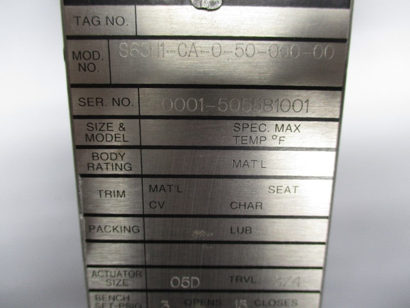 DEZURIK 865H1-CA-0-50-000-00 20PSI 1-3/4" UNMP