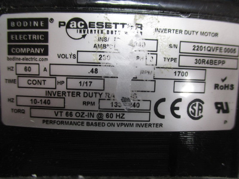 BODINE ELECTRIC 30R4BEPP 230V 0.48A (AS PICTURED) NSNP