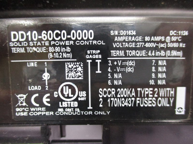 WATLOW DD10-60C0-0000 277-600VAC 80A (NO COVER) UNMP