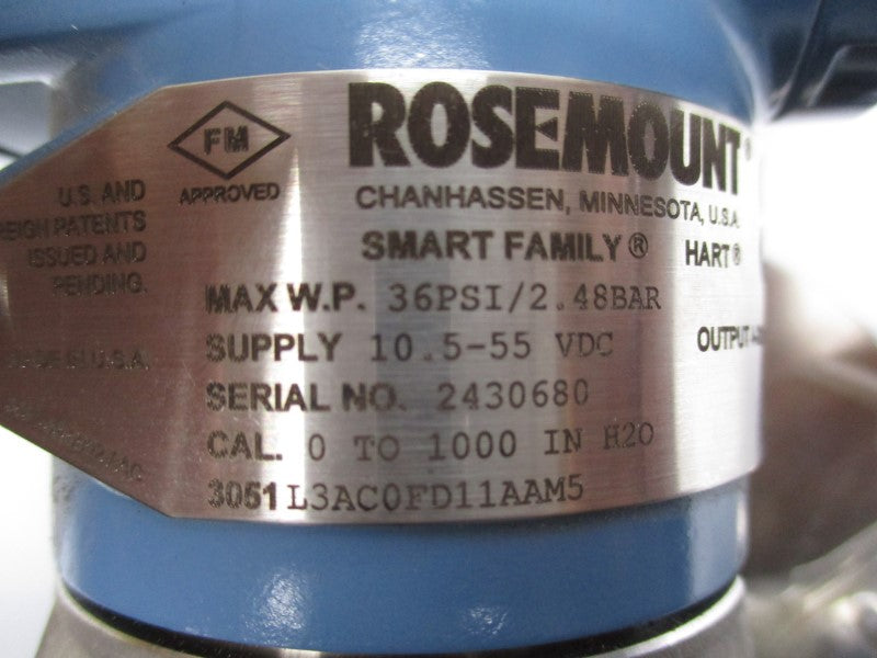 ROSEMOUNT 3051L3AC0FD11AAM5 10.5-55VDC 0-1000PSI NSNP