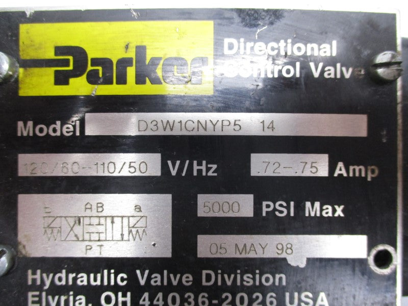 PARKER D3W1CNYP514 110-120V 0.72-0.75A 5000PSI UNMP