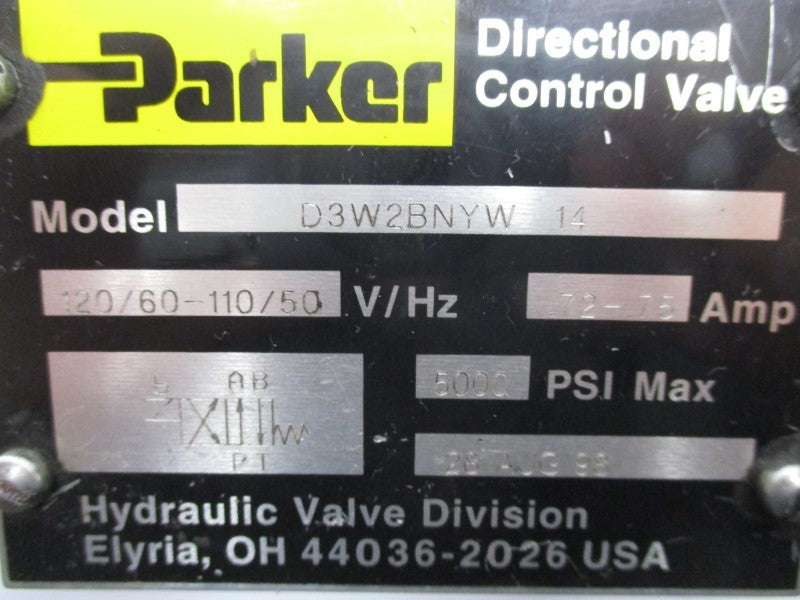 PARKER D3W2BNYW14 110-120V 5000PSI UNMP