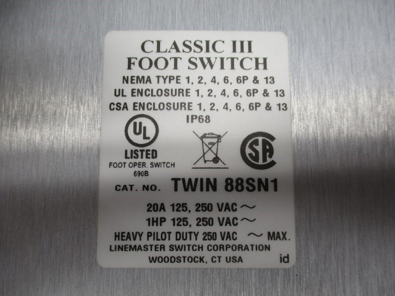 LINEMASTER TWIN88SN1 250VAC 20A NSMP