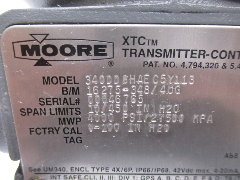 MOORE 340DDBHAEC5Y113 42VDC 0-100PSI 3/4" NSNP