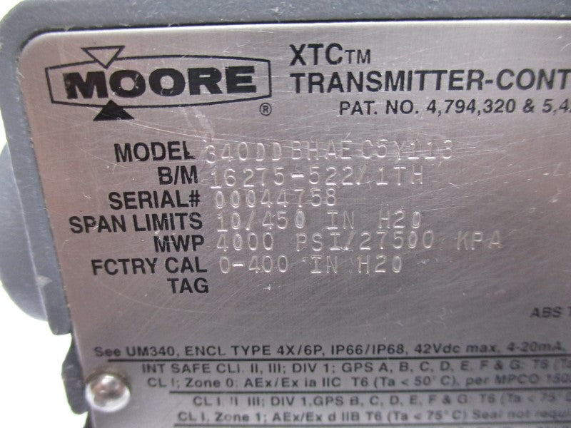 MOORE 340DDBHAEC5Y113 42VDC 0-400PSI 3/4" NSNP