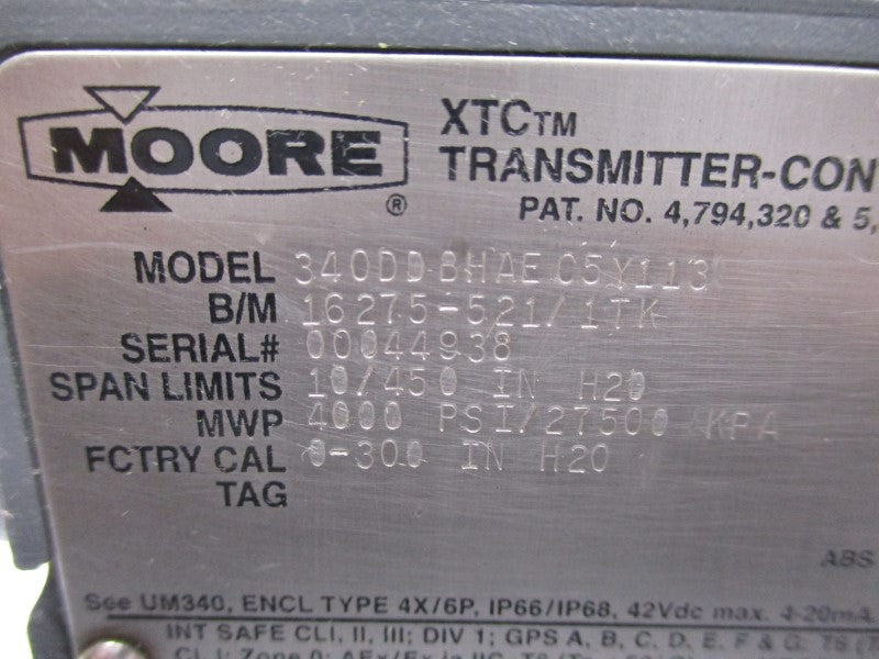 MOORE 340DDBHAEC5Y113 42VDC 0-300PSI 3/4" NSNP
