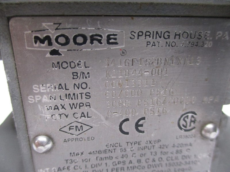 MOORE 341GF1S2BN1XN13 42V 0-400PSI 3/4" UNMP