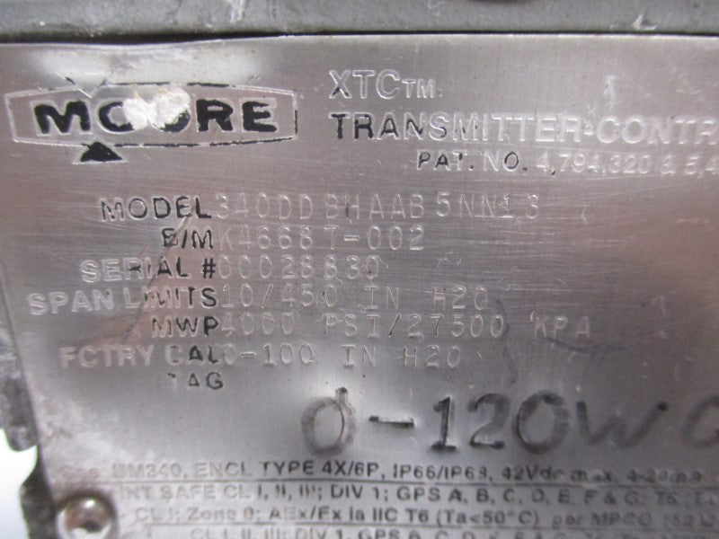 MOORE 340DDBHAAB5NN13 42VDC 0-100PSI 3/4" UNMP