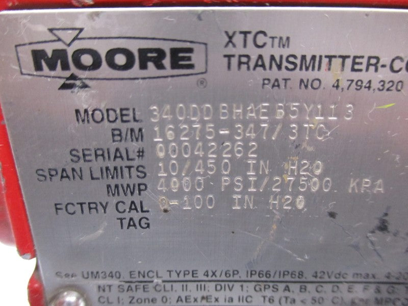 MOORE 340DDBHAEB5Y113 42VDC 0-100PSI 3/4" UNMP