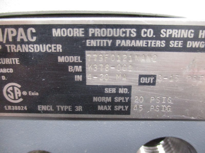 MOORE 773F0121NAN2 45PSI UNMP