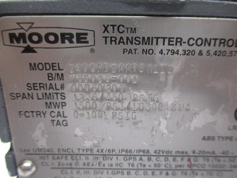 MOORE 340GFBSAAB5N113 42VDC 0-100PSI 3/4" NSNP