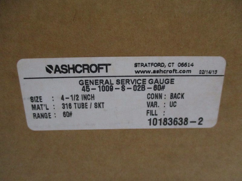 ASHCROFT 45-1009-S-02B-60# 0-60PSI NSMP