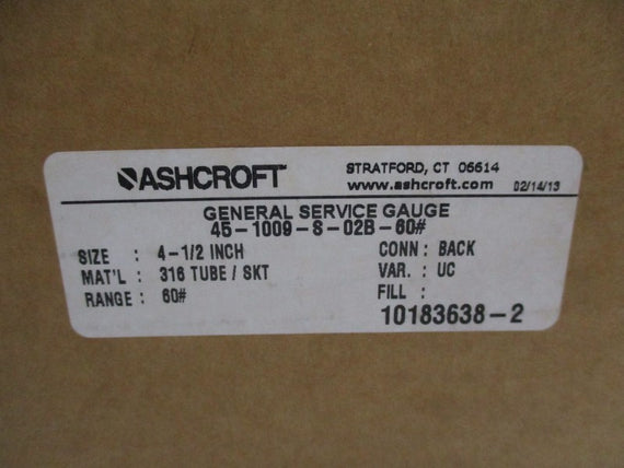 ASHCROFT 45-1009-S-02B-60# 0-60PSI NSMP