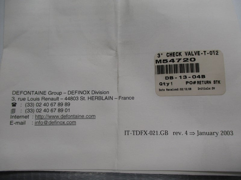 DEFINOX T-012 IT-TDFX-021.GB 3" NSNP