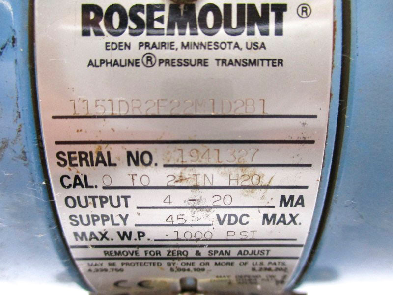 ROSEMOUNT 1151DR2F22M1D2B1 45VDC 1000PSI UNMP